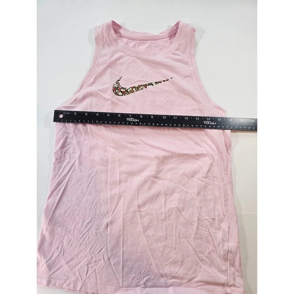 Nike Tank Top Women Small Pink Floral Swoosh Dri-FIT Athletic Tee